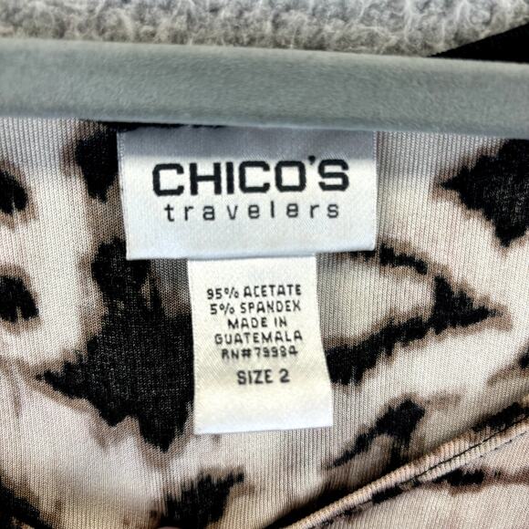 Chicos Top Large Mob Wife Leopard Boho Animal Print Slinky Stretchy Bold Travel - Picture 6 of 10